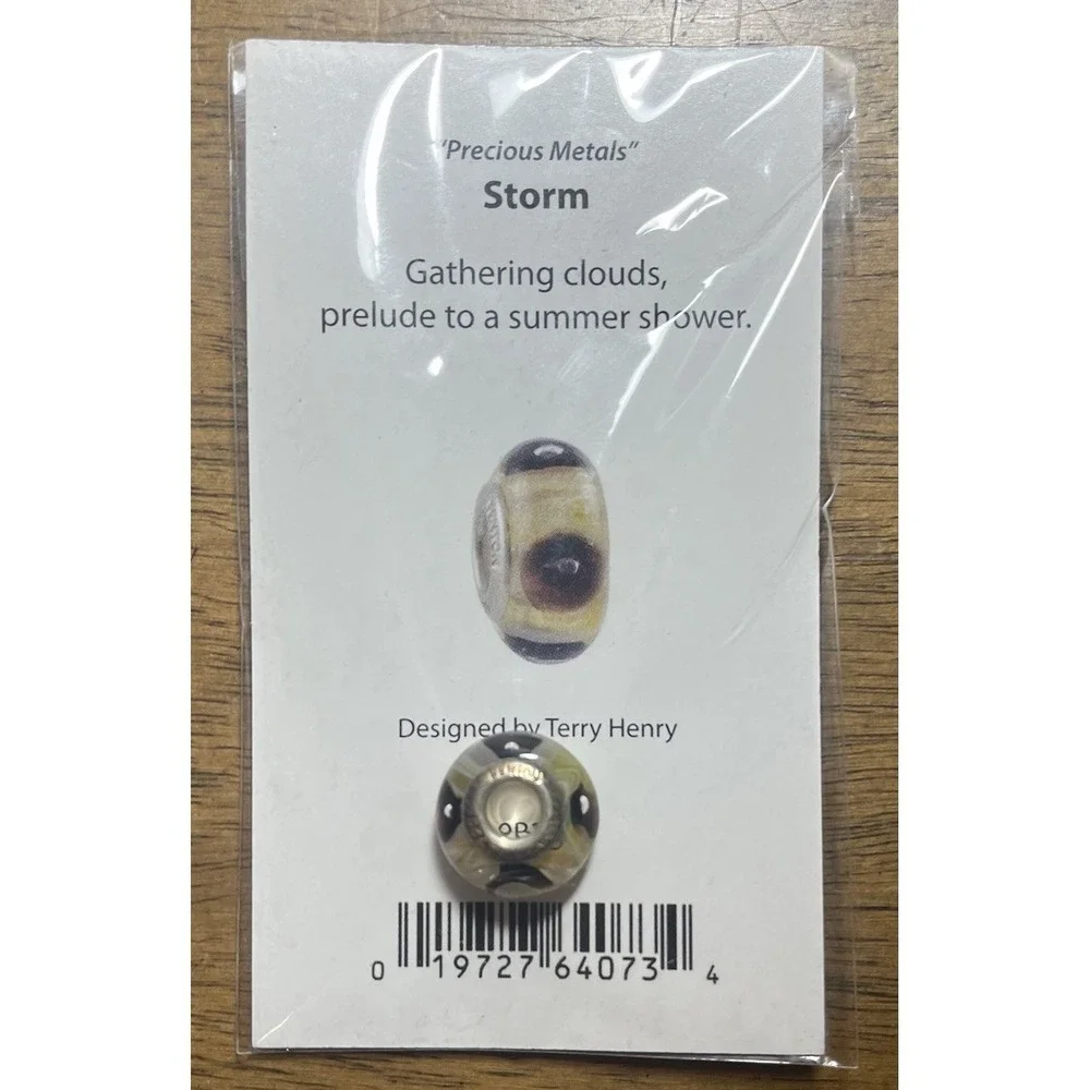 Unopened Rare Fenton Silver‎ Pandora STORM Art Glass Charm- Signed By Artist